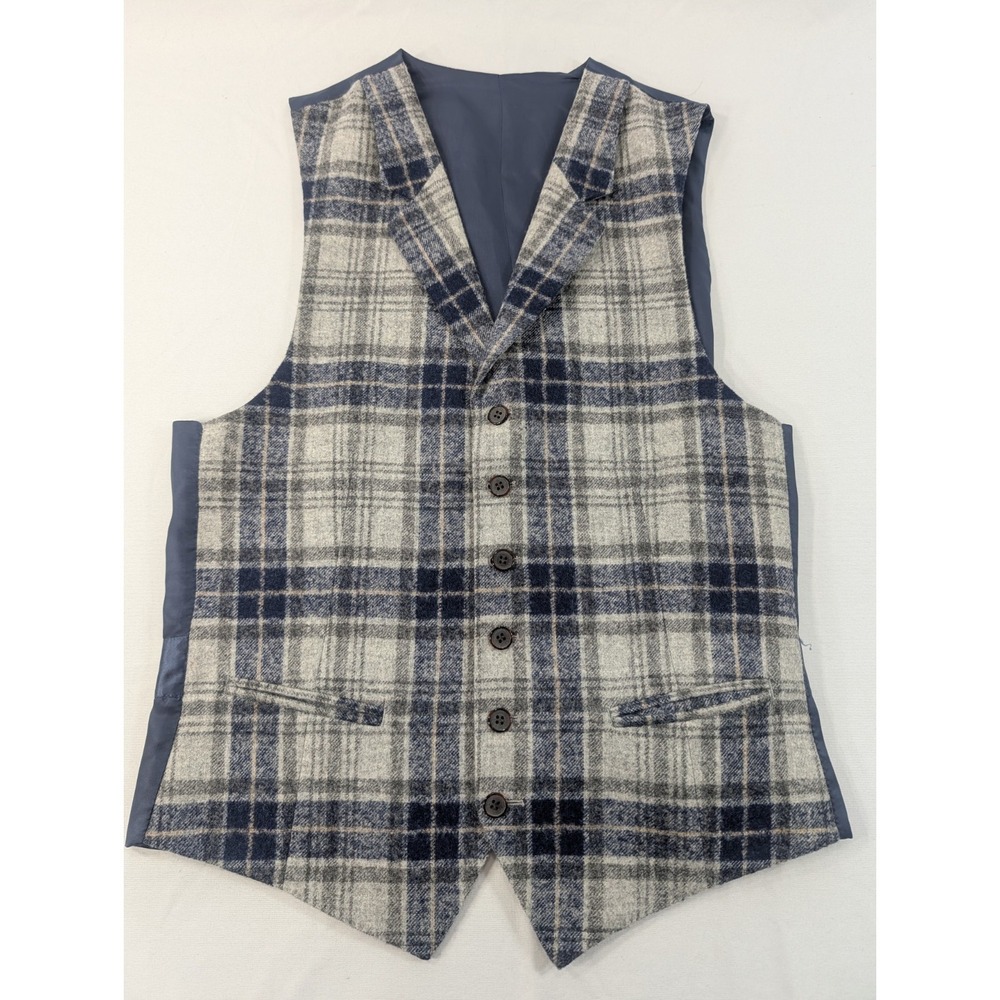Suitsupply Capetown Alpaca Blend Glen Plaid Soft Vest Dress Size 46 (36" Chest